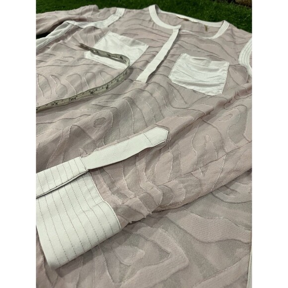 Rebecca Taylor Button Up Blouse Women's Pink Blush Animal Print Silk Sheer Top 2 - Picture 6 of 13